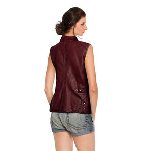 Factory Hot Sell Leather Vest Autumn Casual Sleeveless Leather Jacket Cotton Linnings PU <b>Women's</b> Vests & <b>Waistcoats</b> - Product Image 2