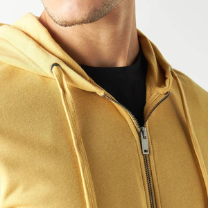 Sudadera con capucha térmica con cremallera para hombre de algodón 100% al por mayor, ropa de invierno informal con logotipo personalizado con patrón sólido y cremallera Lisa teñida - Product Image 6