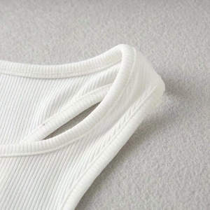 Jersey de LICRA/poliéster para mujer, camiseta sin mangas, cuello en V, personalizado, Color sólido, Frente, suave, antibolitas, moda transpirable - Product Image 6