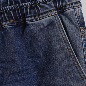 Pantalones Cargo de Mezclilla Azul para Hombre, Cintura Elástica, Corte Jogger, Bolsillos Laterales, Estilo Casual, Lavado, Color Sólido, Verano-Otoño, Lavables - Product Image 4