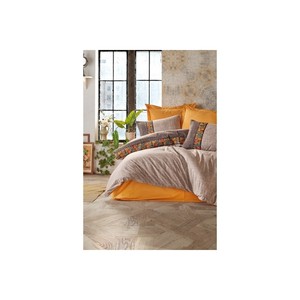Juego de Funda Nórdica Doble de Lujo Cotton Box Folk Ark, Satén, Tamaño King, Diseño Floral, para Hogar, Dormitorio u Hospital, 4 Piezas Incluidas - Product Image 1