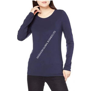 Stylish O-Neck Long Sleeve Cotton Women's <b>T</b>-<b>Shirt</b> Premium Quality Plaid Low Price Export Oriented for <b>Winter</b> Casual Design - Product Image 6