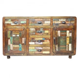 Armoire à panneaux latéraux en bois massif de récupération pour la cuisine, le salon, la vaisselle et les meubles de maison. - Product Image 1