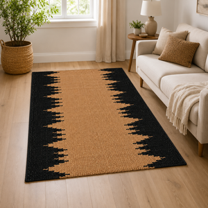 Modern Geometric Hemp Jute <b>Boho</b> Style Rectangle Area <b>Rug</b> Handmade Anti-Slip Weave Backing Medium Pile Eco-Friendly Washable PET - Product Image 2