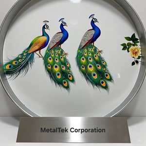 Bandeja decorativa Pichwai con estampado de pavo real hecha a mano, bandejas de Metal de hierro personalizadas para servir Diwali, multiuso con precio bajo - Product Image 2