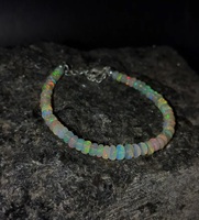 Pulsera de Ópalo Welo Etíope Natural, Plata de Ley 925, Estilo Bohemia, Hecha a Mano, Regalo, Joyería con Cuentas de Ópalo, Pulsera de Piedras Preciosas al por Mayor