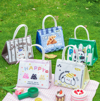 Sac Isotherme Portable à Motif Lettres Tendance, Sac Repas Thermique Isolé 1,3 L en Polyester, Conteneur Alimentaire Réutilisable