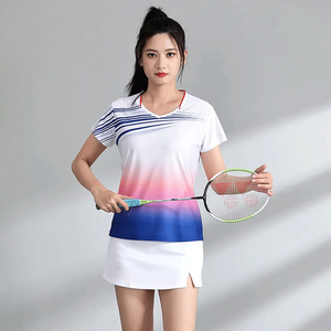 Venta al por mayor ropa deportiva Conjunto personalizado o-cuello tenis bádminton Jersey corto Unisex última moda sublimación técnica personalizada última - Product Image 4