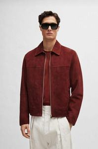 Veste en cuir suédé pour homme sur mesure OEM avec col montant et logo frontal, imperméable, réversible, manteau d'hiver pour homme - Product Image 3