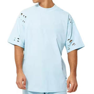 เสื้อยืดดีไซน์คุณภาพเยี่ยม ออกแบบโลโก้ของคุณเอง ผ้าถักแบบฟอกสี ระบายอากาศได้ดี ดีไซน์โดดเด่น ทรงไหล่ตก สไตล์ดิสเทรส สำหรับผู้ชาย - Product Image 1