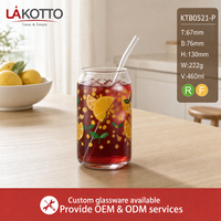 LAKOTTO Gobelet en verre imprimé citron 460 ml avec paille, verrerie en gros, approvisionnement en vrac, cadeau promotionnel, impression de logo personnalisé, OEM