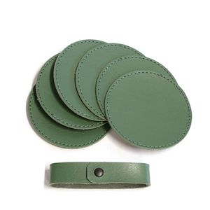 Eco-Friendly Premium PU Leather Coasters Custom Luxury Round Office <b>Mats</b>/Pads with Stylish Classy Look Competitive Price - Product Image 2