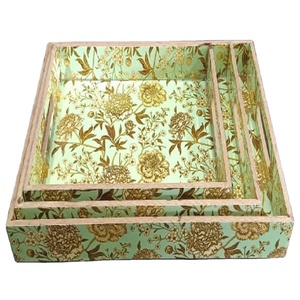 Venta al por mayor RABEH DESIGN ARTESANÍA MDF BANDEJAS DE SERVIR JUEGO DE TRES CON ESMALTE BANDEJA PARA SERVIR ALIMENTOS AL MEJOR PRECIO - Product Image 3