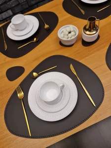 Factory Leather Personalized Table Placemat Gift Custom Dining Table <b>Mat</b> Round Leather <b>Dinner</b> <b>Mat</b> for Home - Product Image 6