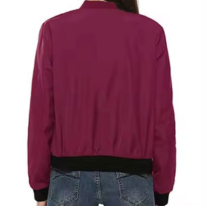 Wholesale Women's Fashion Lightweight Bomber <b>Jacket</b> Casual Zip Up Windbreaker <b>Pilot</b> Coat Slim Fit Varsity Outwear for Spring - Product Image 6