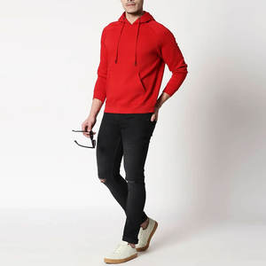 2024 nueva llegada venta al por mayor Streetwear Sudadera con capucha Casual hombre mujer sudadera con bolsillos en Color rojo para invierno - Product Image 5