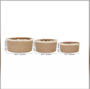 Panier en jute miniature fait à la main, durable et écologique, avec poignée, forme ovale, en tissu, pour l'utilisation alimentaire - Product Image 3