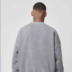 Sweat-shirt ras du cou en éponge surdimensionné Designer Fashion Basicscotton Blended Embroidered Solid Color Knitted Sweater for Autumn - Product Image 5