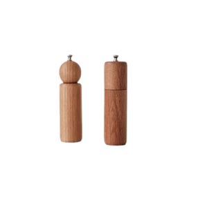 Ensemble de deux salières et poivrières en bois d'acacia, table, brillant, bois naturel poli, assaisonnement, sel, poivre - Product Image 1