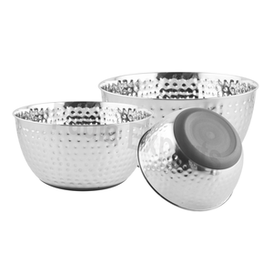 Juego de cuencos mezcladores de 2 piezas de acero inoxidable martillado Apto para lavavajillas y ligero - Product Image 1