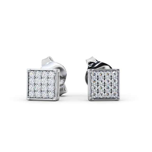 Boucles d'oreilles clous en diamants de laboratoire carrés 0,20 CTW, personnalisées, les plus vendues en 2023, pour femmes, avec accents en grappe - Product Image 1