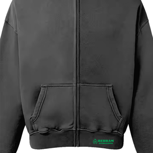Sweat à capuche zippé uni personnalisé unisexe, vente en gros, poids lourd, qualité supérieure, 100% coton molletonné/éponge française, séchage rapide - Product Image 5
