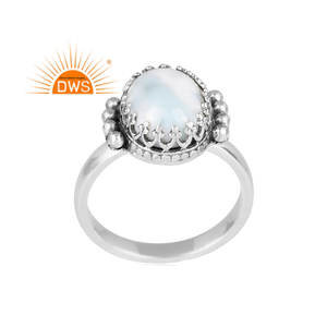 Bague empilable en argent sterling oxydé avec pierre précieuse naturelle Larimar, best-seller pour femme, bijoux tendance personnalisés pour soirée - Product Image 1