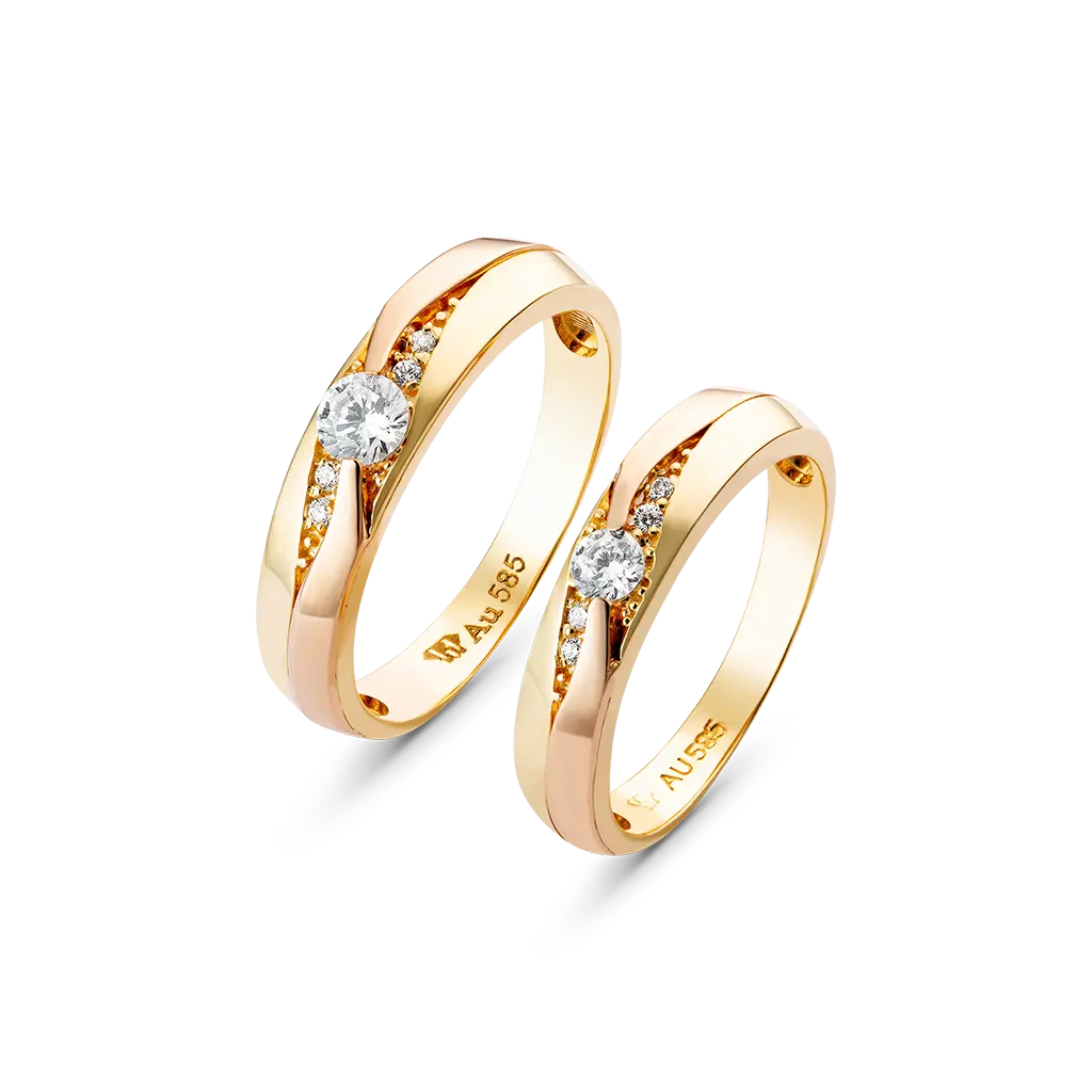 אופנה זוג טבעת באיכות גבוהה מותאם אישית 14k זהב חתונת טבעות יהלומים/moissanite/cz אבן וייטנאם יצרן NC275