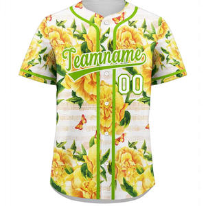 Venta al por mayor de ropa deportiva con logotipo personalizado de malla transpirable con cuello en V de béisbol de los hombres con botones hacia abajo Jersey de béisbol para la venta - Product Image 6