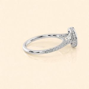 IGI Certified Round Cut Lab Grown Diamond Engagement <b>Ring</b> Solid 925 Sterling <b>Silver</b> Bezel Set Pave Diamond Bridal <b>Ring</b> - Product Image 3