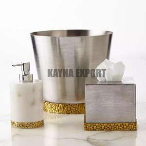 Ensemble de salle de bain 6 pièces fini laiton design martelé - Product Image 5