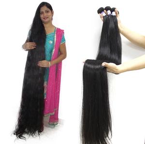 Extensions de cheveux indiens 100% vierges Remy, double trame, cuticules alignées, tête entière, nouées à la main, noir naturel, sans couture - Product Image 3