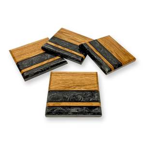 ชุดถาดรองแก้วเรซินและหินโลโก้ตามสั่งจานรองแก้วอีพ็อกซี่ที่มีตราสินค้าสำหรับของขวัญขององค์กรโปรโมชั่นทางธุรกิจและการสร้างแบรนด์ - Product Image 1