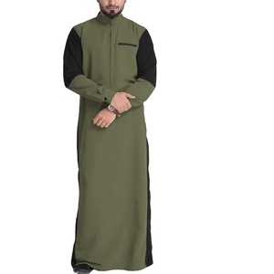 High Quality <b>Men's</b> Jubbah Black Long Sleeve Green Front Arabic Islamic Clothing-Abaya Arab Clothing Wholesale <b>Thobes</b> - Product Image 1