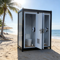 Remorque WC et douche préfabriquée portable en panneaux sandwich, écologique, durable, avec chauffe-eau intégré