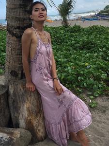 Holiday Beach Boho Style Modern Hand Embroidered Maxi <b>Dress</b> Fashionable Rayon <b>Viscose</b> Floral Loose Fit Sexy Women's - Product Image 3