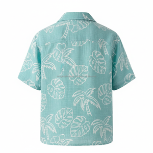 Camisa Hawaiana con Estampado Tropical para Hombre, Manga Corta, Ropa de Playa de Verano, Informal, con Estampado de Hojas de Palmera, de Algodón y Lino Transpirable - Product Image 2