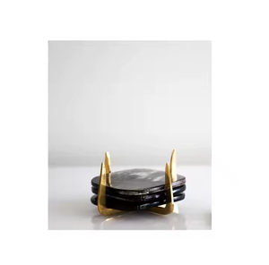 Posavasos de cuerno de búfalo Uso seguro y hecho a mano para producto de gran oferta con soporte de madera artesanías de media luna - Product Image 4