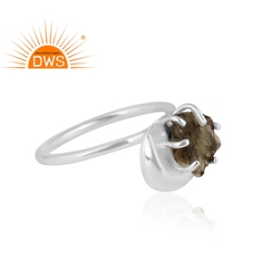 Anillo apilable de piedras preciosas de moldavita rugosa Natural de Plata de Ley 925 fina más vendido, fabricante de joyería personalizada - Product Image 3