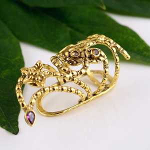 New selling Boho Flower Armor <b>Ring</b> Gemstone Brass <b>Rings</b> Women 18k Gold Plated Floral Swirl <b>Statement</b> Jewelry Wholesale/OEM/ODM - Product Image 3