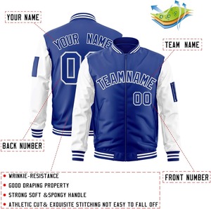 Veste universitaire personnalisée couleurs contrastées Bomber Team Logo Broderie Nom Numéro Personnalisé College Letterman Jacket Dropshipping - Product Image 6