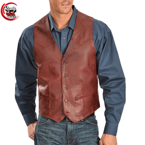 Dernier gilet d'hiver coupe-vent à la mode pour hommes de haute qualité en cuir véritable respirant utilisé comme vêtement extérieur avec décoration de bouton - Product Image 5