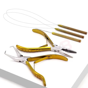 Kit d'outils pour extensions capillaires en acier inoxydable de qualité chirurgicale supérieure : Pince à micro-anneaux, Pince à sertir, Crochet à boucle pour points morts - Product Image 1