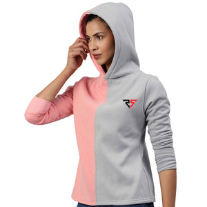 Dos colores de tono Diseño personalizado Mujeres Moda Sudaderas con capucha Logotipo personalizado Serigrafía Manga larga Mujeres Sudadera con capucha - Product Image 3