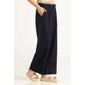 Pantalon décontracté taille mi-haute coupe droite en crêpe à jambe large WM-TRC-SS26-609 respirant et confortable - Product Image 5