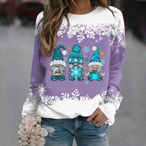 เสื้อสเวตเตอร์คอกลมแขนยาวสำหรับผู้หญิงเสื้อสเวตเตอร์ระบายอากาศสวมหัวลายเกล็ดหิมะของ2024สำหรับเทศกาลคริสต์มาสเสื้อลำลองพิมพ์ลายคำพังเพย - Product Image 6