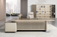 Bureau de direction de luxe moderne style flûte en forme de L pour gestionnaire PDG patron table d'ordinateur pour personnel