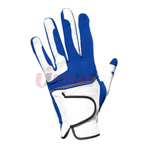 Guante de golf de mano izquierda para hombre de primera calidad, cuero Cabretta Blanco/Azul Real para un rendimiento y estilo superiores en los deportes - Product Image 1
