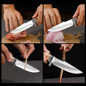 Cuchillo de Supervivencia de Acero de Damasco Hecho a Mano, Hoja Fija con Punta de Caída, Tamaño Personalizado, Funda de Cuero para Caza al Aire Libre, Mango de Hueso, EDC - Product Image 5