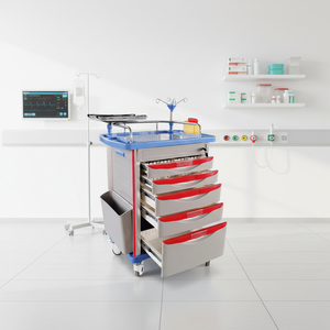 <span class=keywords><strong>Chariot</strong></span> de secours clinique à 5 tiroirs en alliage <span class=keywords><strong>d</strong></span>'aluminium ABS, vente directe <span class=keywords><strong>d</strong></span>'usine MT MEDICAL, avec rangement classifié pour fournitures médicales - Product Image 1